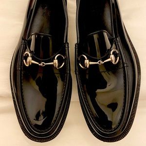 Gucci waterproof loafers - gloss black synthetic upper/rubber sole.  Size 10 D.